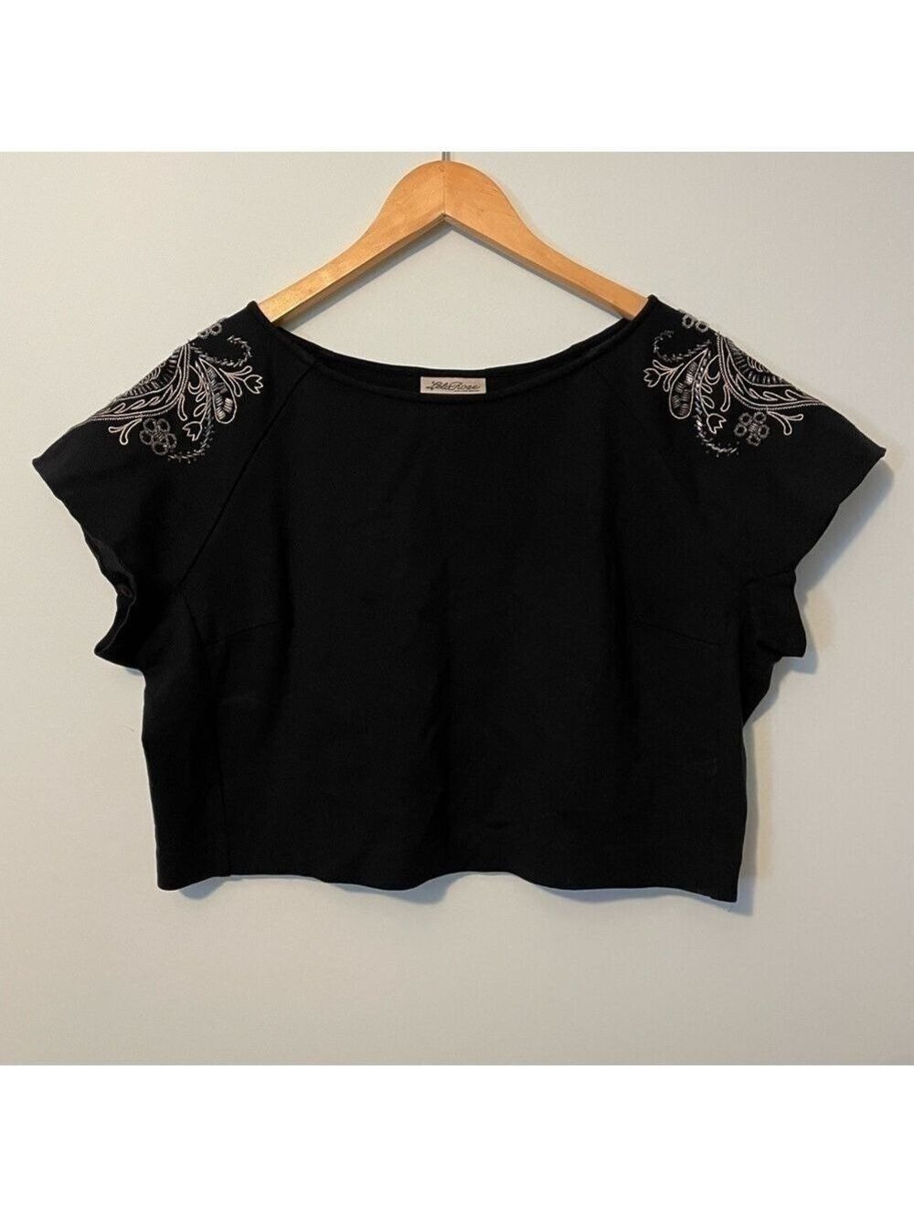 Lela Rose Lane Bryant Crop Top Beaded Black Size 14